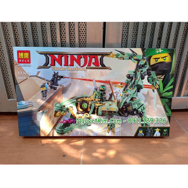 Lắp Ráp Xếp Hình Ninjago Movie Mô Hình Rồng Máy Xanh Huyền Thoại 573 Khối BELA1071 80006