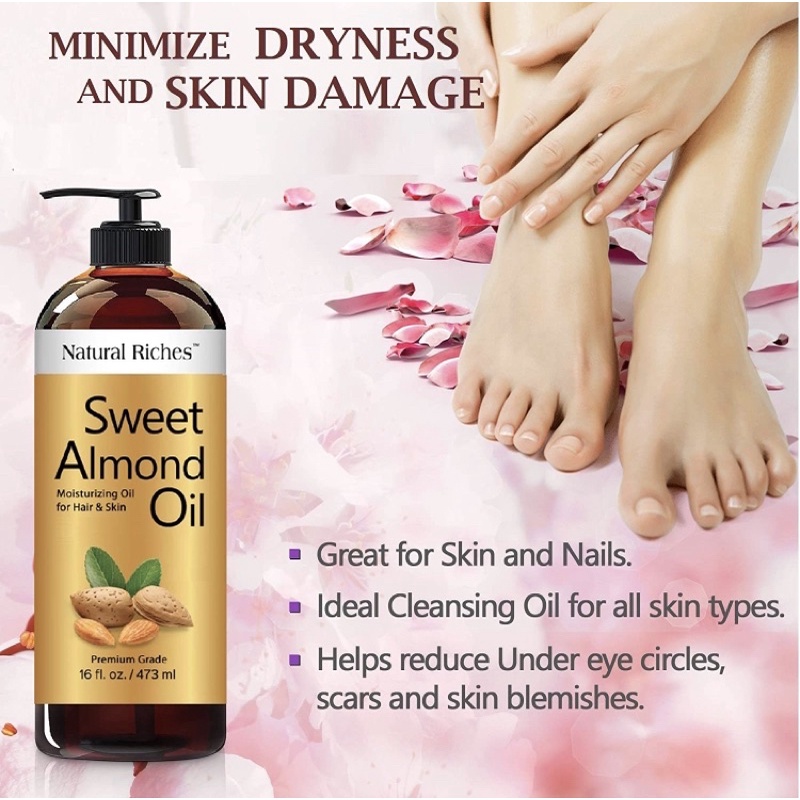 Dầu hạnh nhân 100% nguyên chất Natural Riches sweet almond oil 473ml  USA