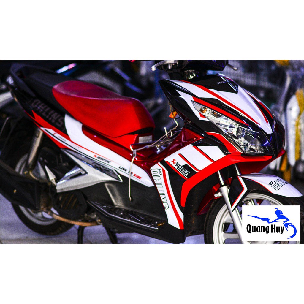 Tem trùm air blade ♦FREESHIP♦ đỏ trắng đen đời 2013-2014-2015, độ team trùm ab dán phủ dàn áo xe đỏ đen rẻ đẹp