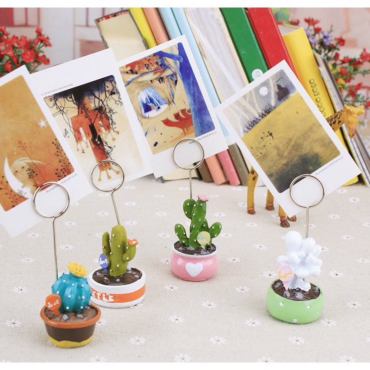 Kẹp Giữ Ảnh Giấy Note Hình Chậu Xương Rồng Mini Siêu Đáng Yêu Ngẫu Nhiên