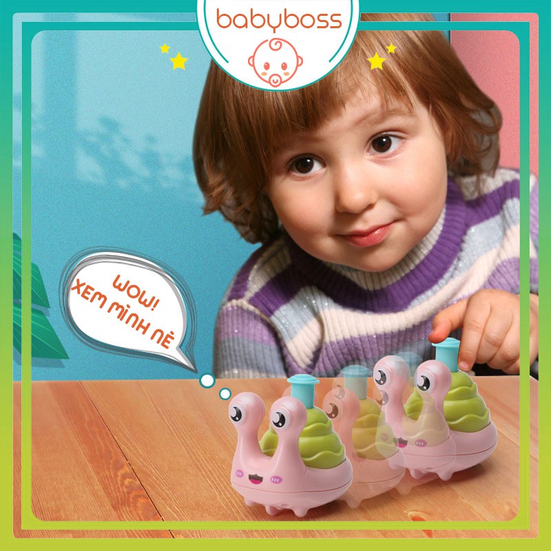 Đồ chơi cho bé ốc sên chạy dây cót cho bé - nhấn nút để chạy - babyboss