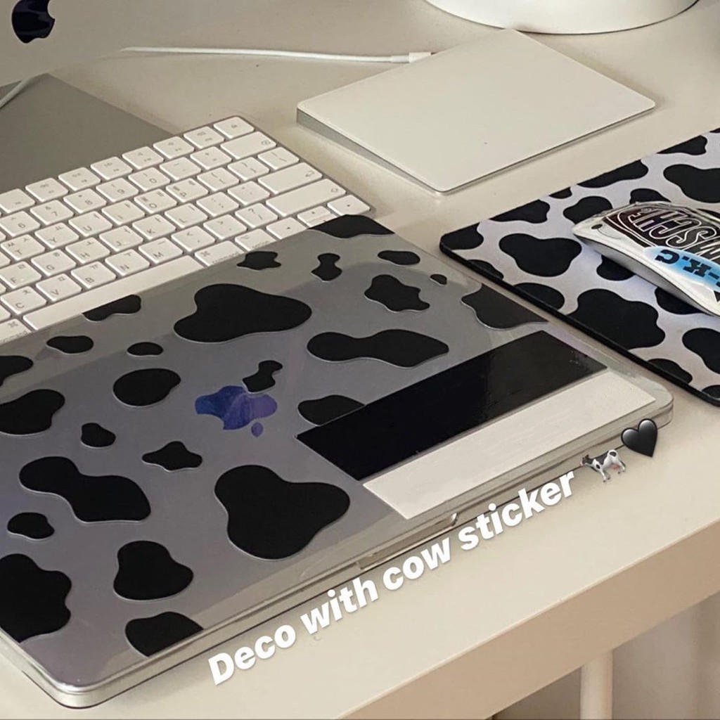 Miếng dán chống thấm nước họa tiết bò sữa trắng đen trang trí điện thoại/máy tính bảng