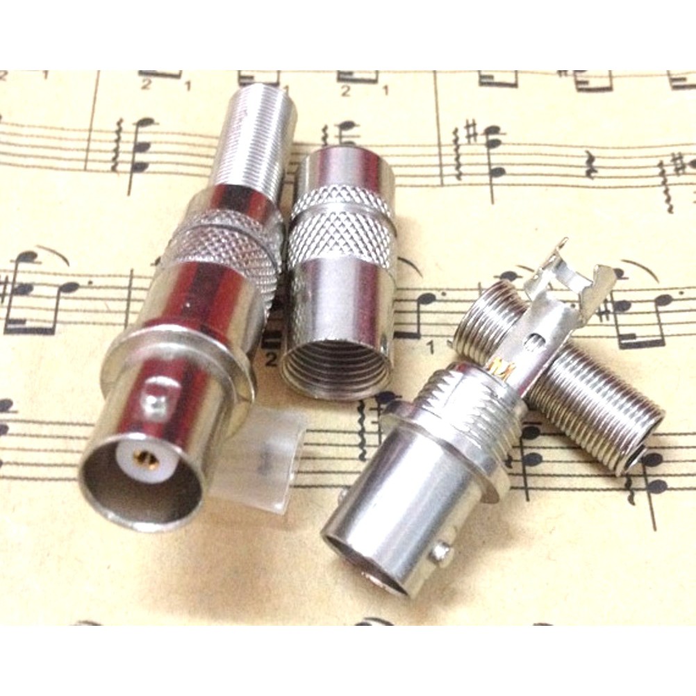 Đầu BNC cái kiểu đuôi lò xo hàn dây đồng trục RG58 RG59