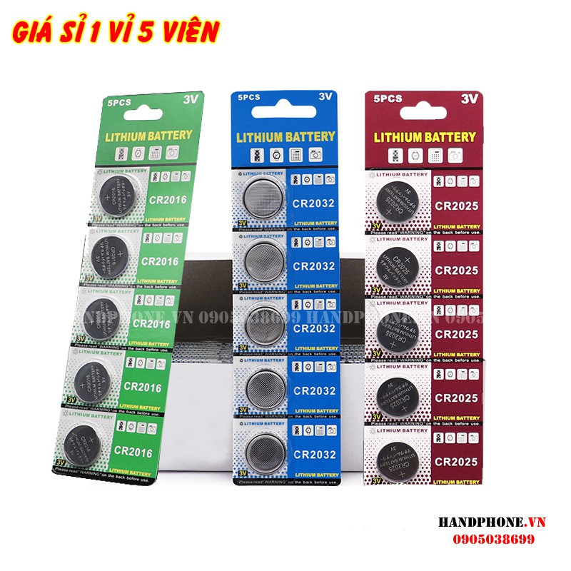 1 vỉ 5 viên pin cúc Lithium 3V CR2032, CR2025, CR2016 pin nút cho Cmos, điều khiển, chìa khóa ô tô, xe máy, cửa cuốn