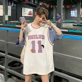 Áo thun giả 2 lớp phong cách bóng rổ thời trang Hàn Quốc