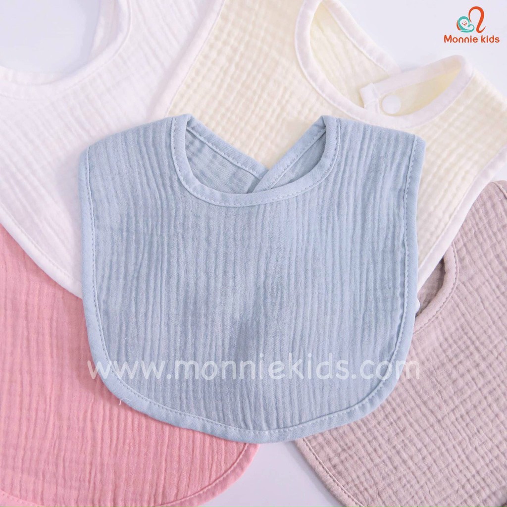 Yếm Bấm Cúc Cotton Organic Chất Liệu Thấm Hút, Thoáng Khí Cho Bé