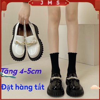 【JMS】Giày da bóng đế dày đính ngọc trai giả phong cách Anh quốc thời trang 2022 dành cho nữ giày lolita giày búp bê giày nữ