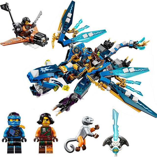 Lắp ráp xếp hình Lego ninjago Lepin 06027 Lele 79230 Bela 10446: Rồng Chiến Hệ Điện Của Jay