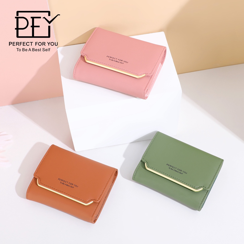 Ví PERFECT FOR YOU bằng da PU gấp gọn thời trang dễ thương cho nữ