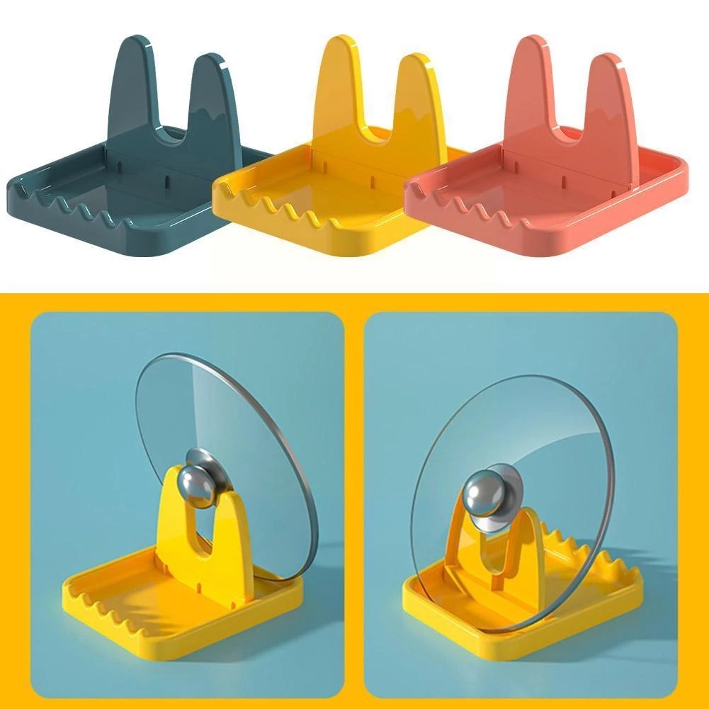 Giá đỡ muỗng/nắp nồi bằng nhựa 3 màu đa năng tiện dụng