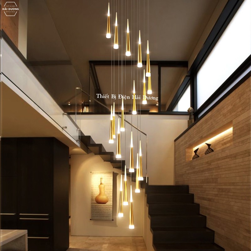 Bộ 1 Đèn Thả Trần Sao Băng Thân Vàng Ánh Sáng Vàng CD205 – đã kèm bóng led - Bảo hành 12 tháng