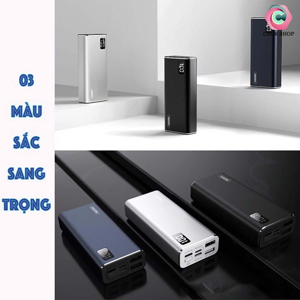 Sạc Dự Phòng 10000mAh Mini Remax RPP-155 3 Cổng Sạc Vào, 2 Cổng Sạc Ra - Pin sạc dự phòng có hỗ trợ sạc chân Lightning