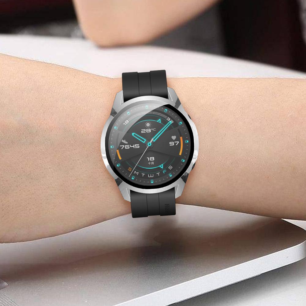 Ốp Lưng Pc + Kính Cường Lực Bảo Vệ 2 Trong 1 Cho Huawei Watch Gt 2 46mm 42mm