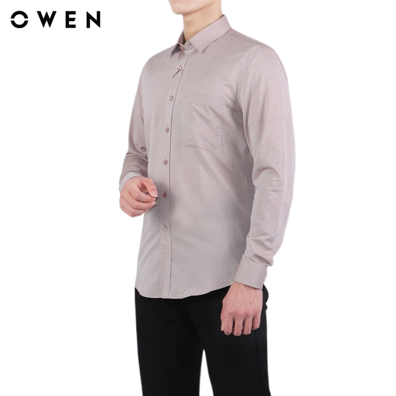 Áo sơ mi dài tay Nam Owen Bamboo Regular Fit màu Nâu be - AR23197D