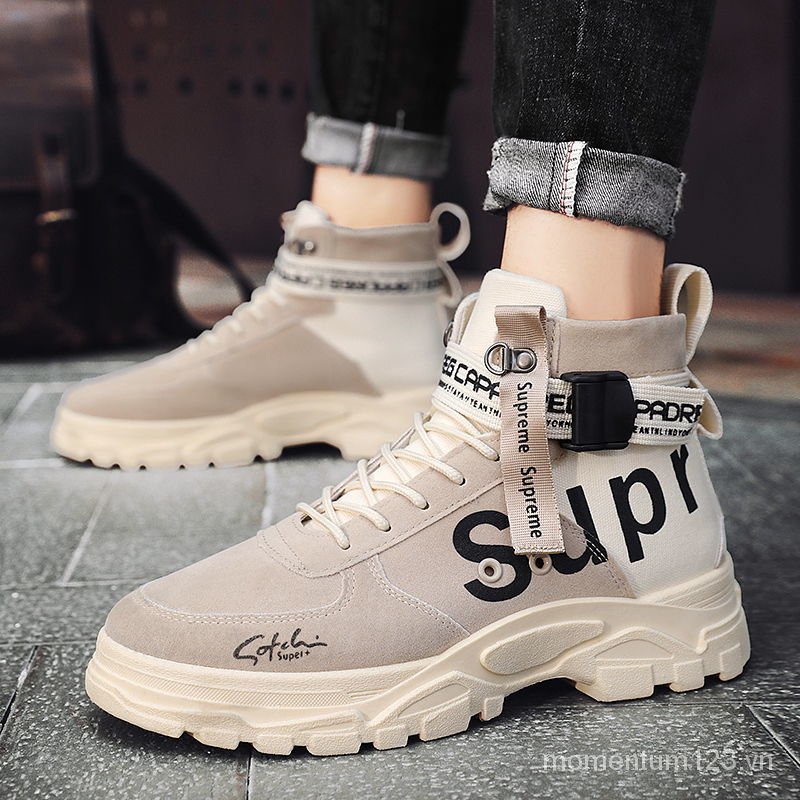 Giày Bốt Lót Nhung Cotton Cổ Cao Phong Cách Quân Đội Thời Trang Mùa Đông Dành Cho Nam