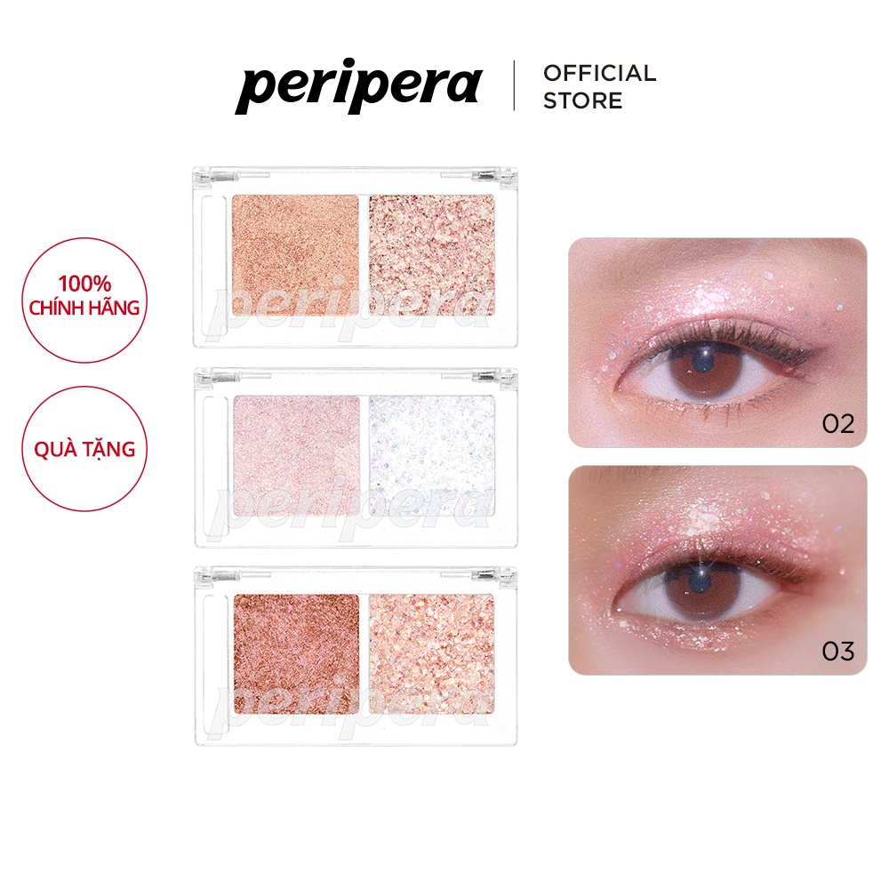 Bảng phấn mắt Peripera hai màu long lanh thời trang 2.8g