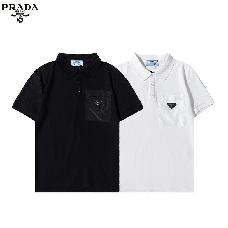 Áo thun polo Prada tay ngắn chất liệu cotton cao cấp thời trang dành cho cả nam và nữ tùy chọn màu sắc