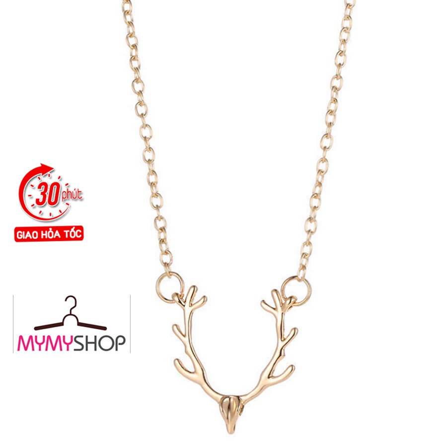 Vòng Cổ Nữ Mặt Hình Sừng Huơu, Dây Chuyền Mạ Vàng/Bạc Phong Cách Thời Trang Nữ