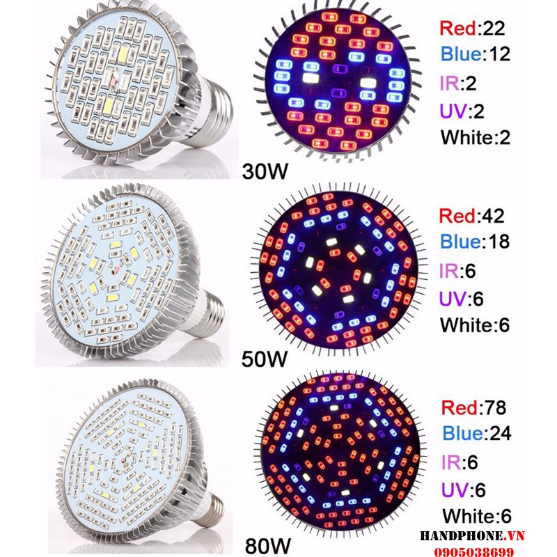 Đèn Led Kích Thích Tăng Trưởng Cho Cây Trồng E27 SMD 5730 Grow Light - Tản Nhiệt Nhôm 18/30/50/80w Uv Đèn Thủy Sinh