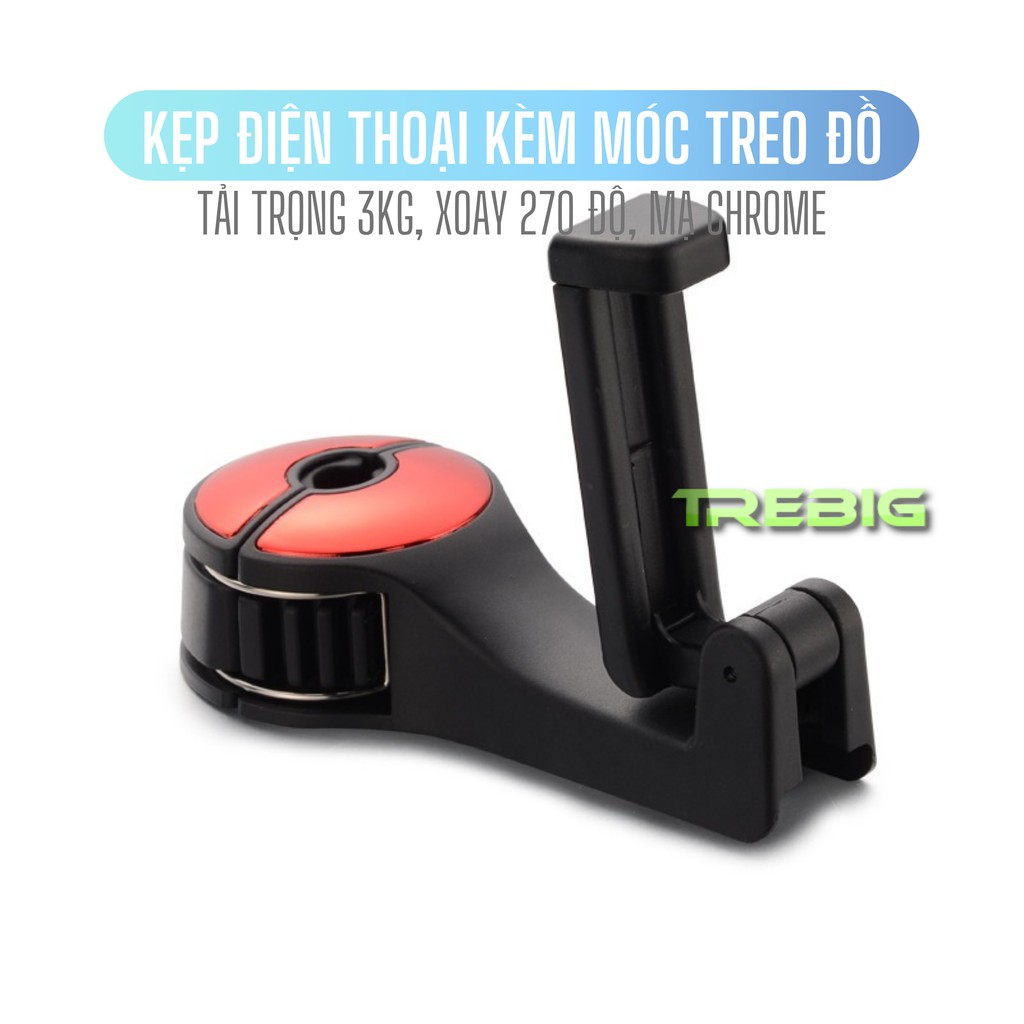 Bộ giá đỡ điện thoại trên ô tô kèm móc treo đồ thông minh, thiết kế sang trọng, độ bền cao, điều chỉnh 270 độ