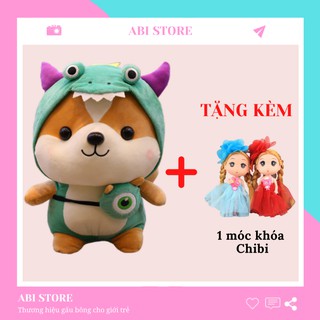 Gấu Bông Sóc Shiba Khủng Long Xanh 25cm💖 Tặng Kèm Móc Khóa Chibi Siêu Xinh