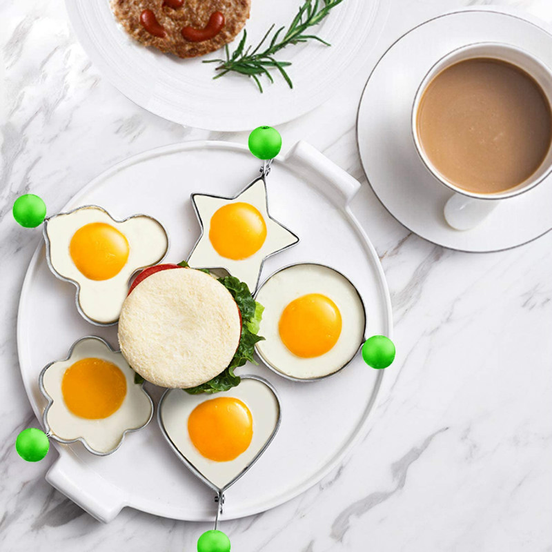 JOSMOMO 4 hình vòng trứng, khuôn tráng trứng inox, khuôn hình tròn tráng trứng chống dính, dụng cụ ốp la inox (dùng để đúc trứng), vòng khay nấu trứng, dụng cụ nấu ăn nhà bếp