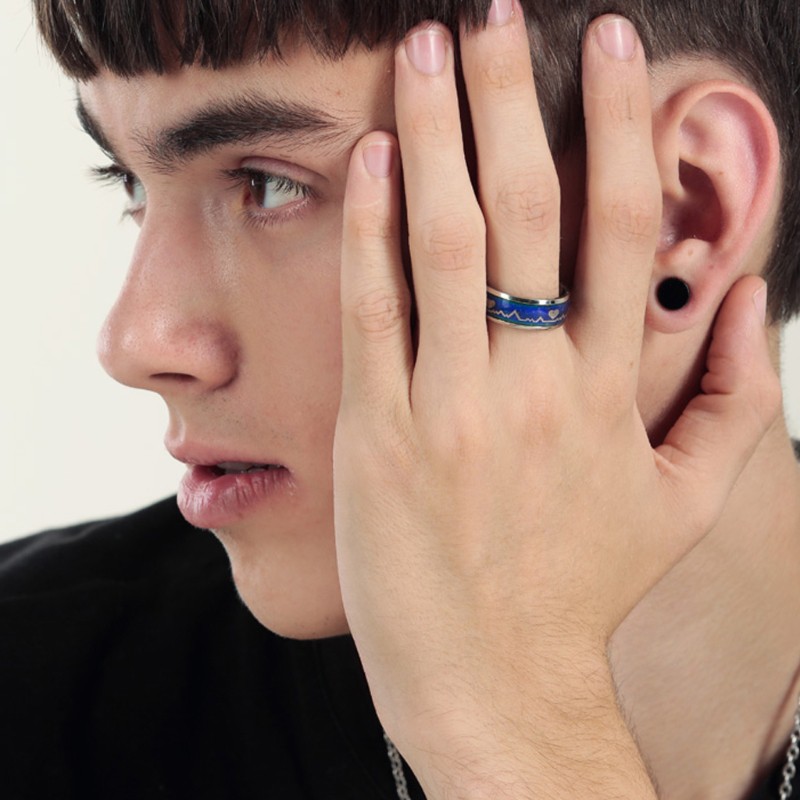 Nhẫn đeo tay họa tiết hình nhịp tim theo tâm trạng