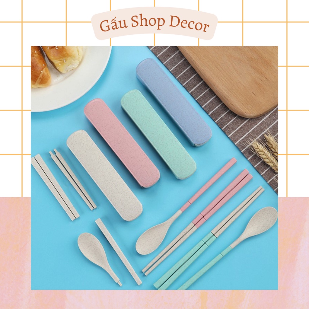 Bộ Set Đũa Thìa Lúa Mạch Gấp Gọn Cho Dân Văn Phòng, Mang Theo Đi Du Lịch - Giao Màu Ngẫu Nhiên