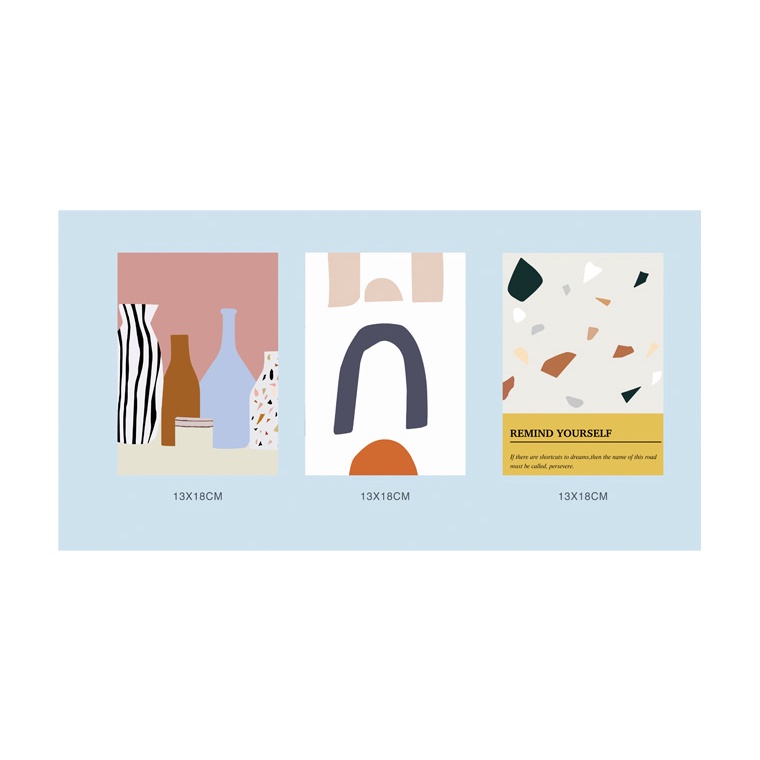 Set 3 Thẻ Giấy Trang Trí Họa Tiết Trang Trí Vintage, Retro, Trừu Tượng, Hoạt Hình Cute