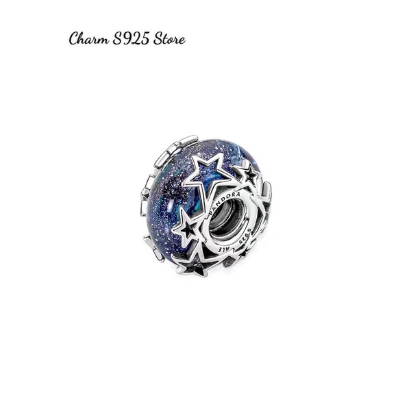 Charm pan glass galaxy ốp ngôi sao bạc s925 cao cấp