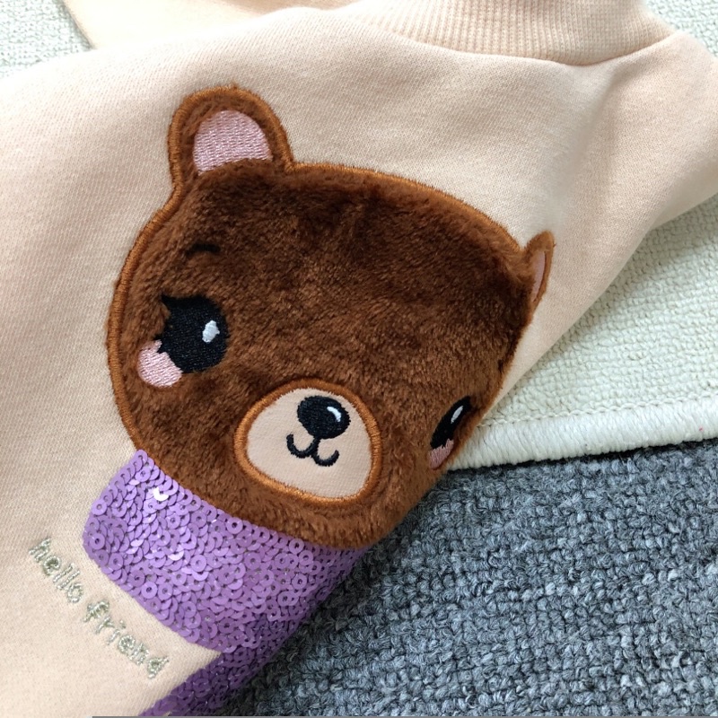 Áo phông dài tay bé gái HM 1-4 tuổi  Áo thun nỉ bông cotton xuất dư 0822