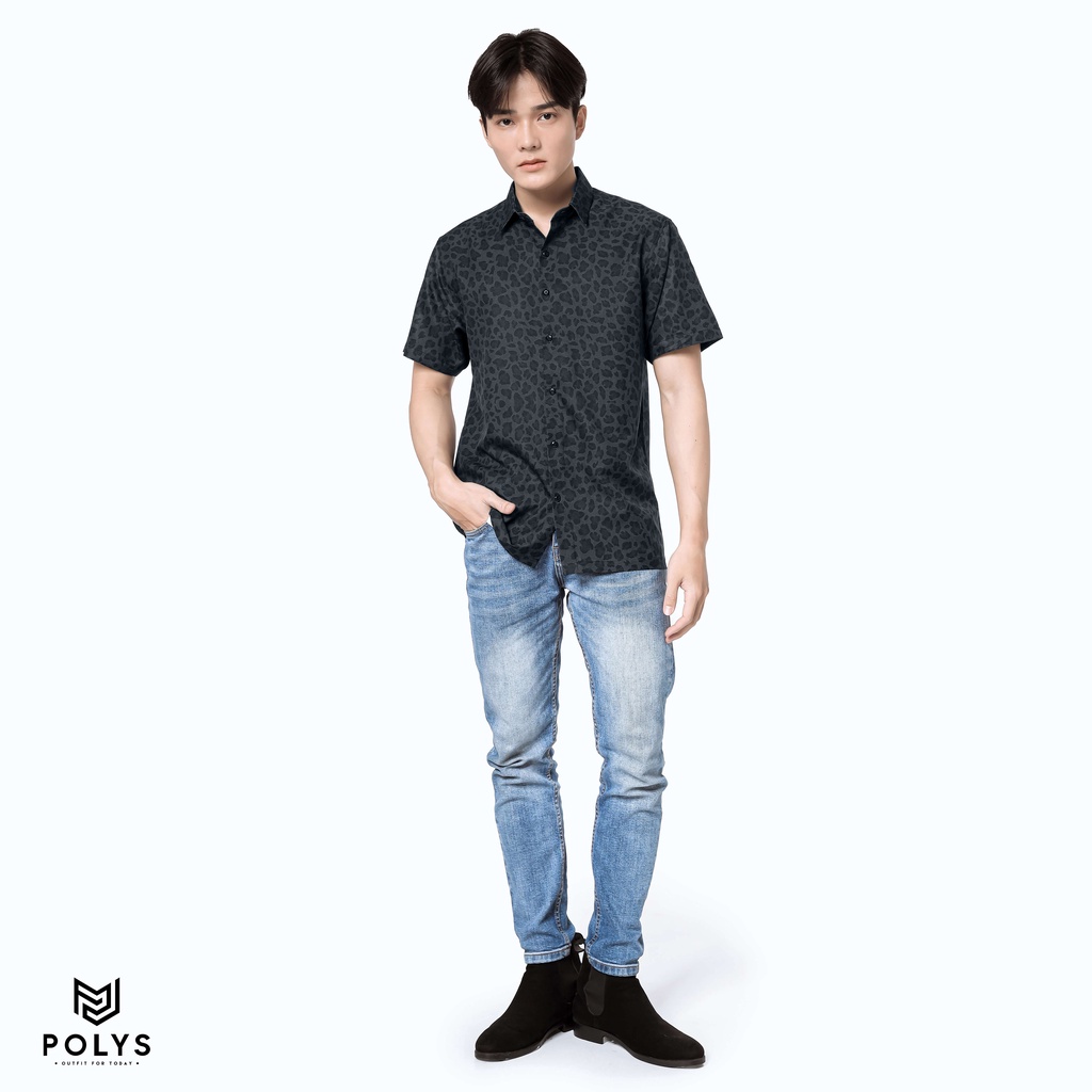 Áo sơ mi nam POLYS áo sơ mi tay ngắn họa tiết Grey Panther | BigBuy360 - bigbuy360.vn