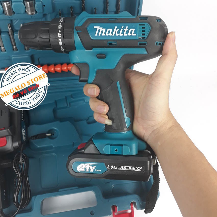 Máy khoan pin MAKITA 21V 2 PIN  Có BÚA và Phụ Kiện, máy khoan pin, máy khoan, máy bắt vít, máy khoan cầm tay cao cấp Hàn