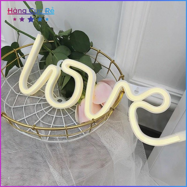 Đèn trang trí chữ LOVE màu Led Neon vàng hồng tặng kèm 3 pin AA 1.5V ❤️Freeship❤️ Shop Hàng Cực Rẻ