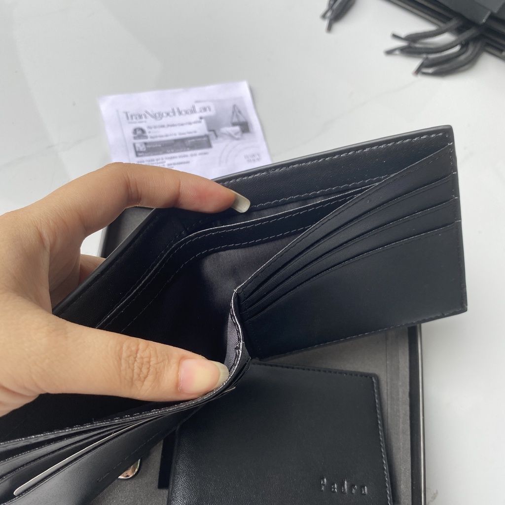 set ví nam hàng tuồn kho kèm bút + móc khóa full box, túi giấy