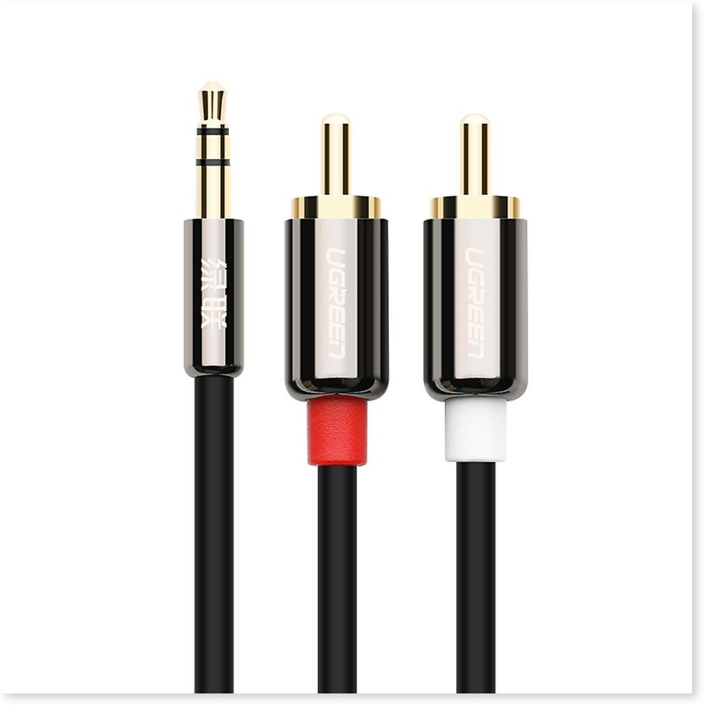 Dây Loa Audio 1 đầu 3,5 mm ra 2 đầu hoa sen (RCA) dài 1,5m UGREEN - Hàng Chính Hãng