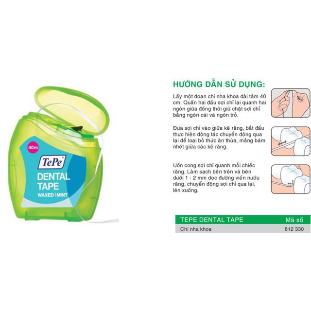 Chỉ nha khoa cuộn 40m sợi mỏng Dental Tape Tepe Thụy Điển [dvcareshop]