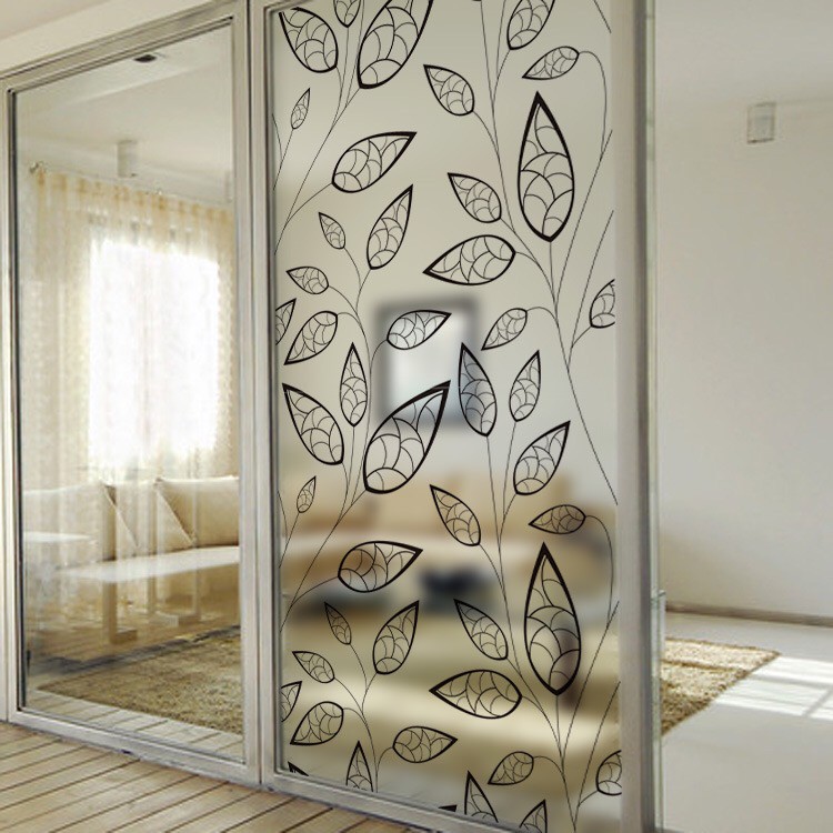 Decal dán kính cao cấp - Lá Viền Đen