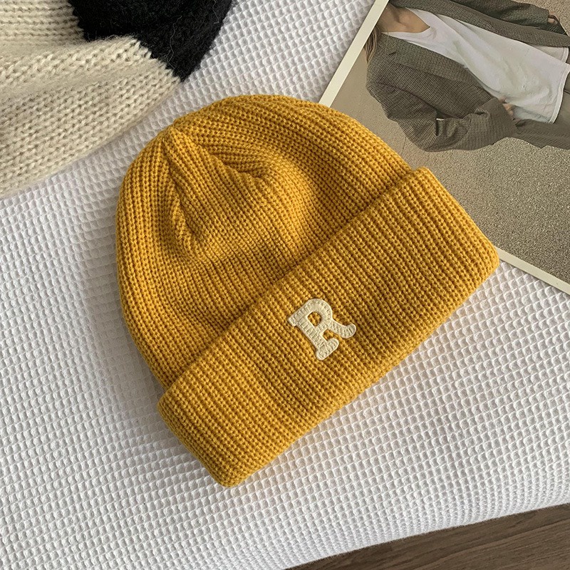 Mũ len chữ R phong cách Hàn Quốc Ulzzang form nam nữ cá tính nhiều màu - L15