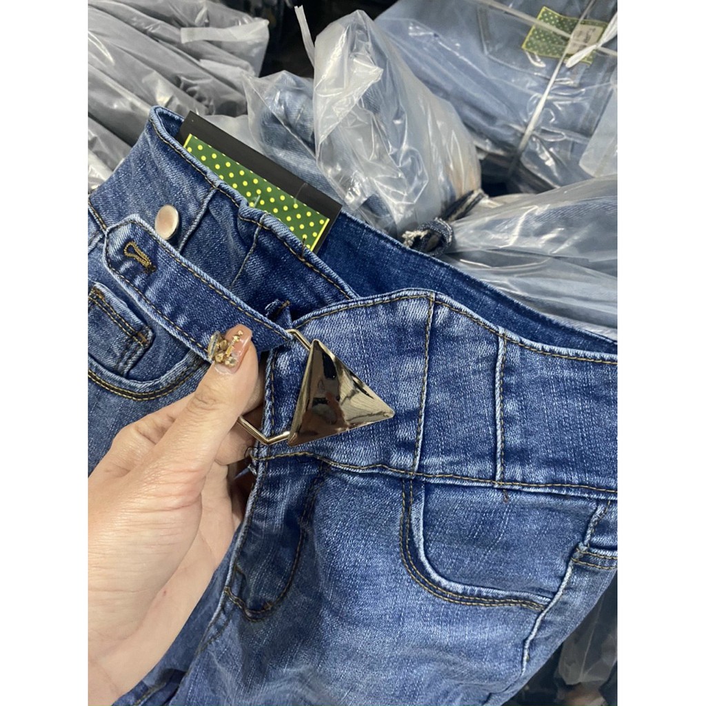 quần jean nữ lưng cao đai lệch hót trend | BigBuy360 - bigbuy360.vn
