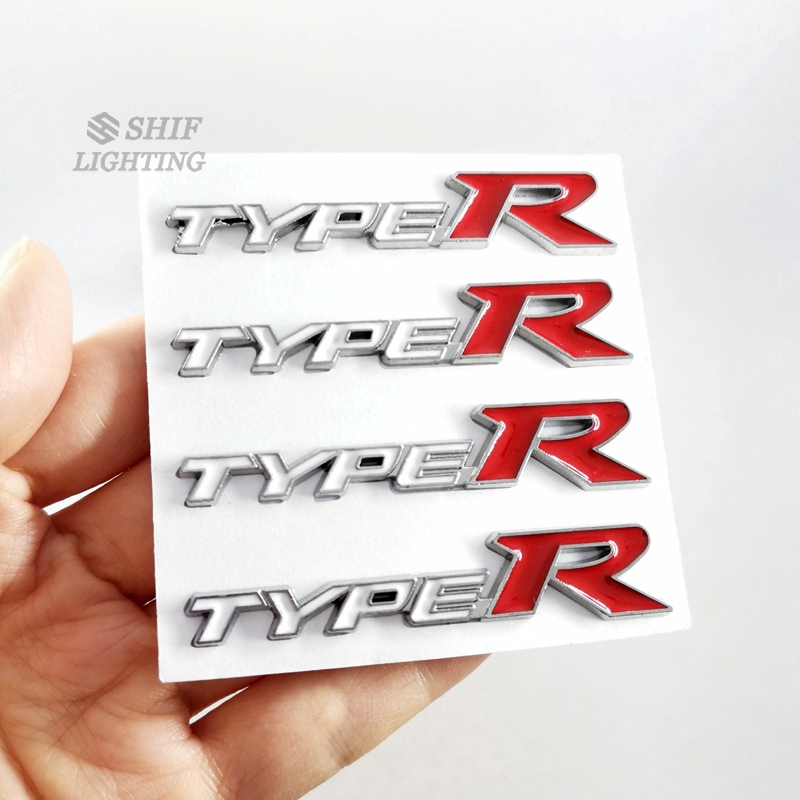 4 x Small Metal TYPER TYPE R Letter Car Auto Rear Side Steering Wheel Emblem Badge Sticker Decal Civic