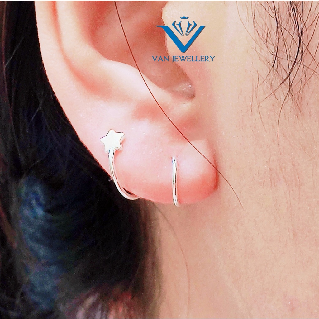 Khuyên tai bạc Khuyên Sao chổi Van Jewelry V10203 xoắn vòng cá tính