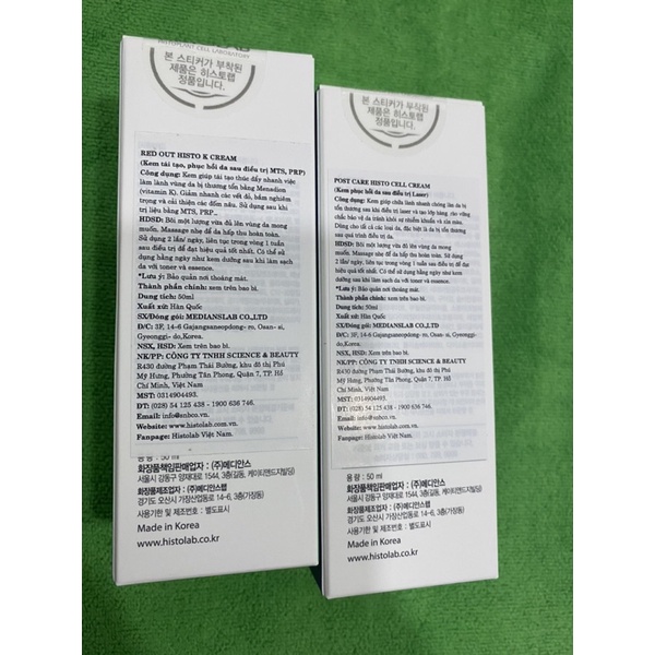 COMBO TÁI TẠO- PHỤC HỒI DA CELL CREAM & K CREAM HISTOLAB