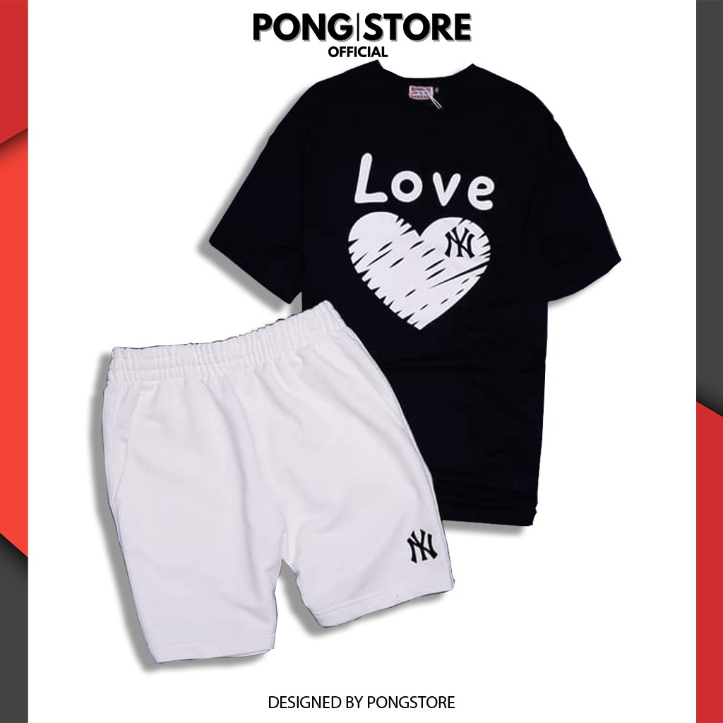 Bộ đồ nam hè hàn quốc LOVE NEW YORK, Set đồ nam cộc tay chất thun co giãn, thiết kế thời trang từ 30kg - 70kg