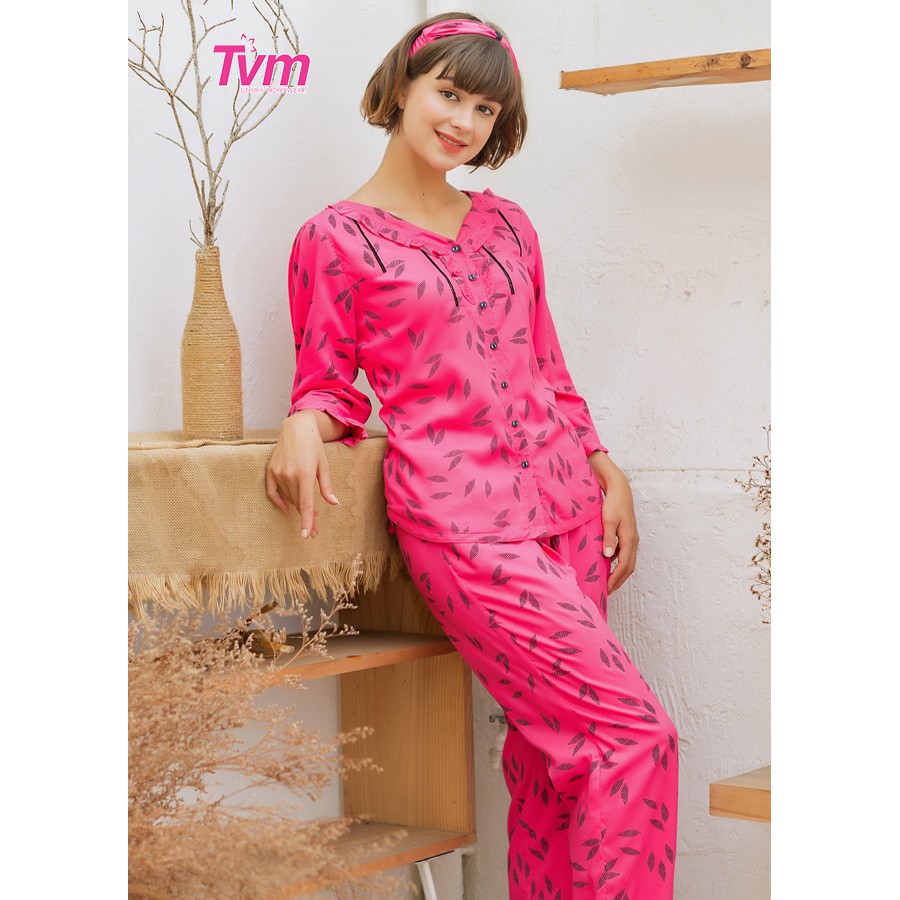 Đồ mặc nhà Bộ dài nữ tay lỡ Tvm Luxury Homewear B509