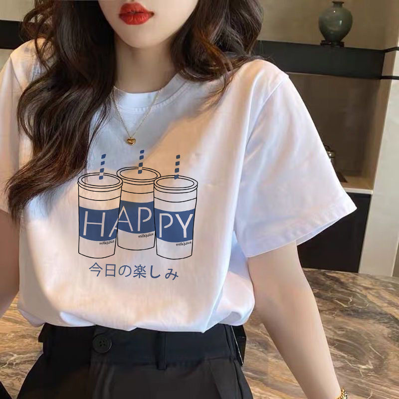 Áo thun ngắn tay dáng rộng phong cách Hàn Quốc cho nữ