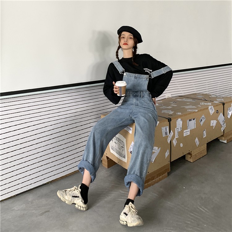 [Mã FADIRECT20 giảm 20K đơn 150K] Quần yếm jean ống suông lưng dây - YQD122 | BigBuy360 - bigbuy360.vn