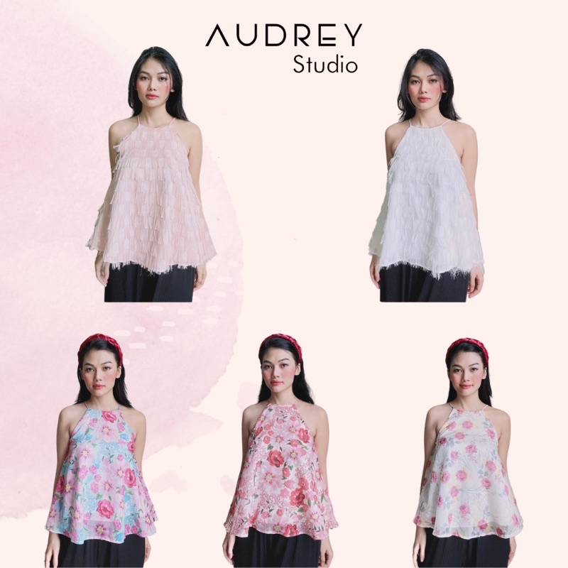 Áo yếm voan tơ hoa ngắn dáng xoè - Audrey Studio