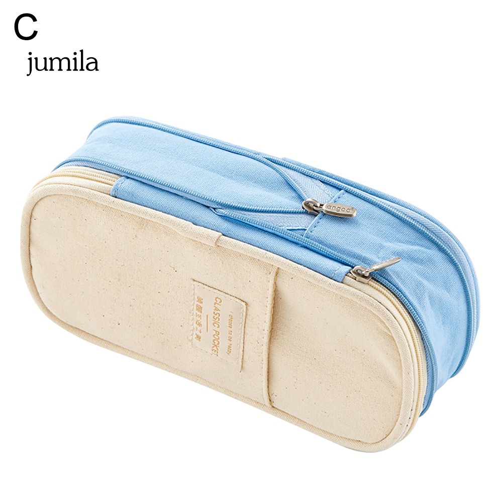 Túi đựng bút khóa kéo bằng vải canvas sức chứa lớn