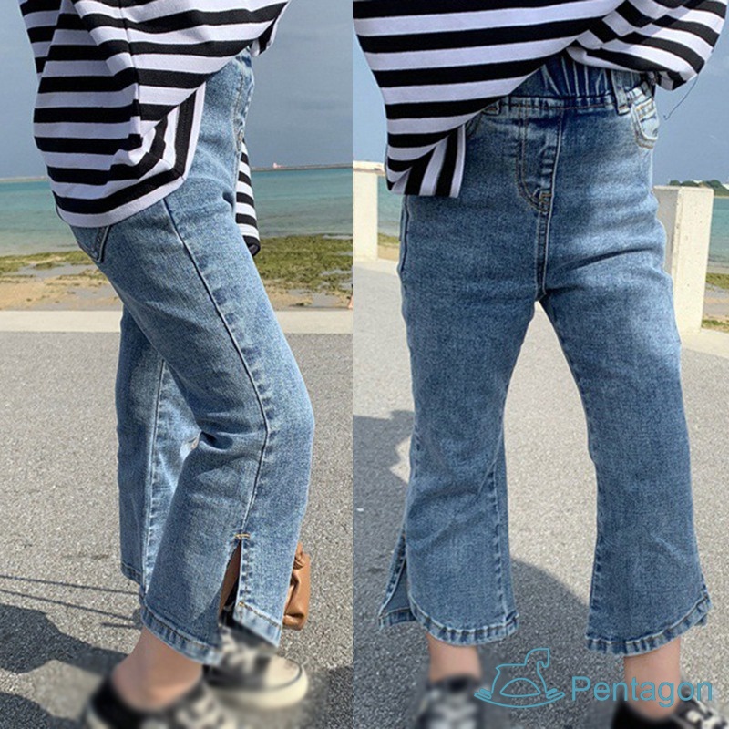 Quần Jean Ống Loe Màu Sắc Đơn Giản Cho Bé Gái